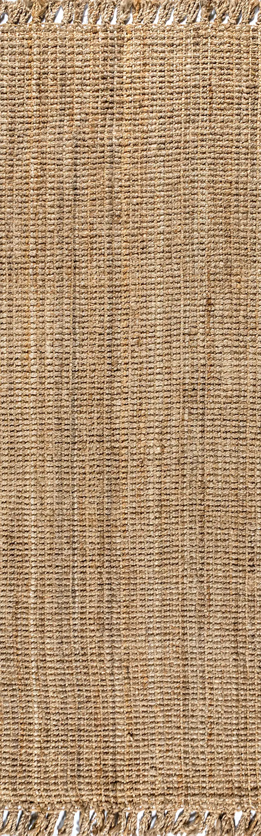 14' Natural Jute Handmade Runner Rug With Fringe Photo 1