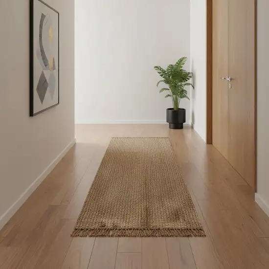 18' Natural Jute Handmade Runner Rug With Fringe Photo 2