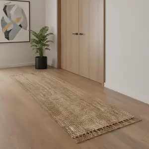 Photo of 10' Natural Jute Handmade Runner Rug With Fringe