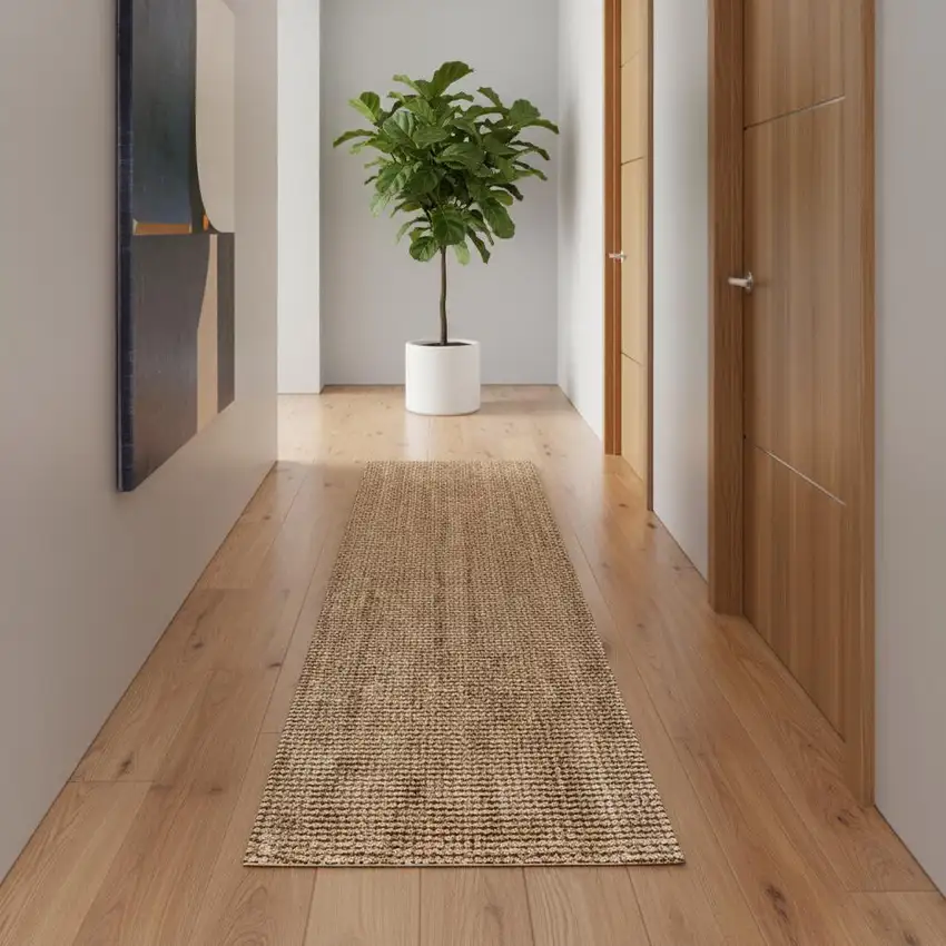 20' Natural Jute Handmade Runner Rug Photo 2