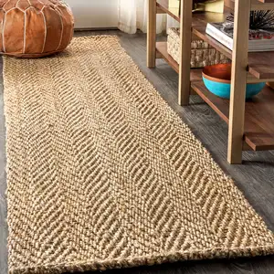 Photo of 12' Natural Jute Handmade Runner Rug