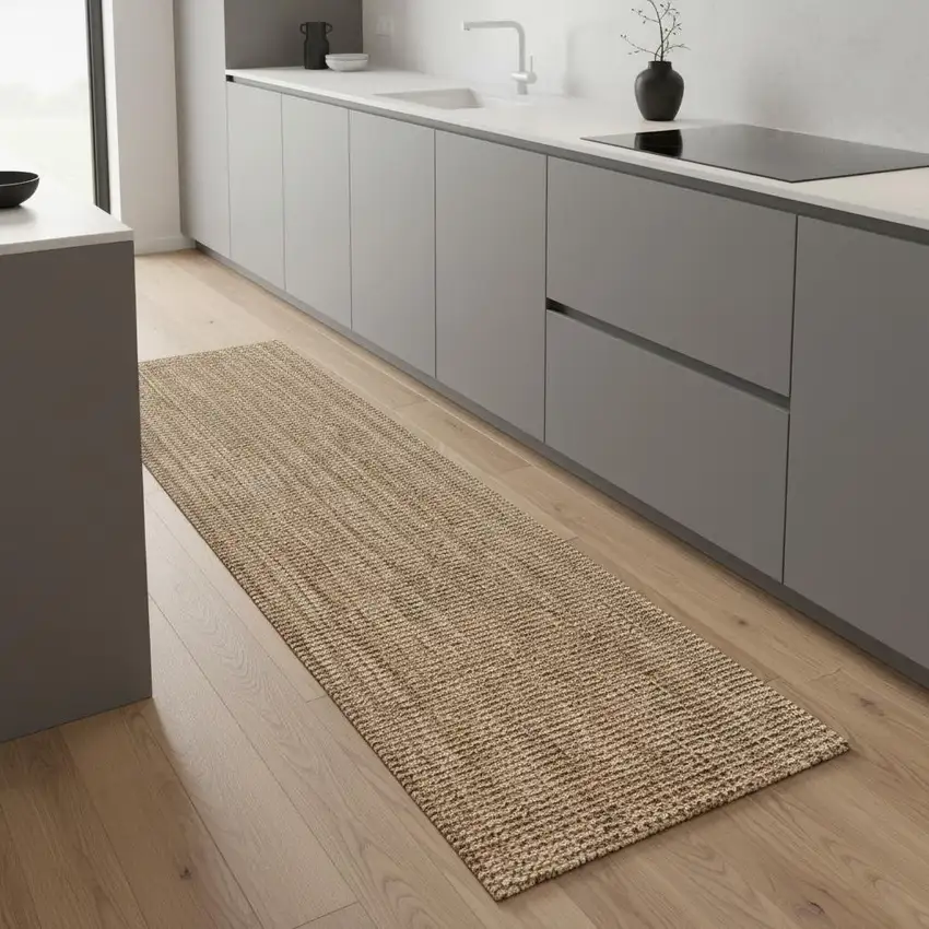 8' Natural Jute Handmade Runner Rug Photo 2