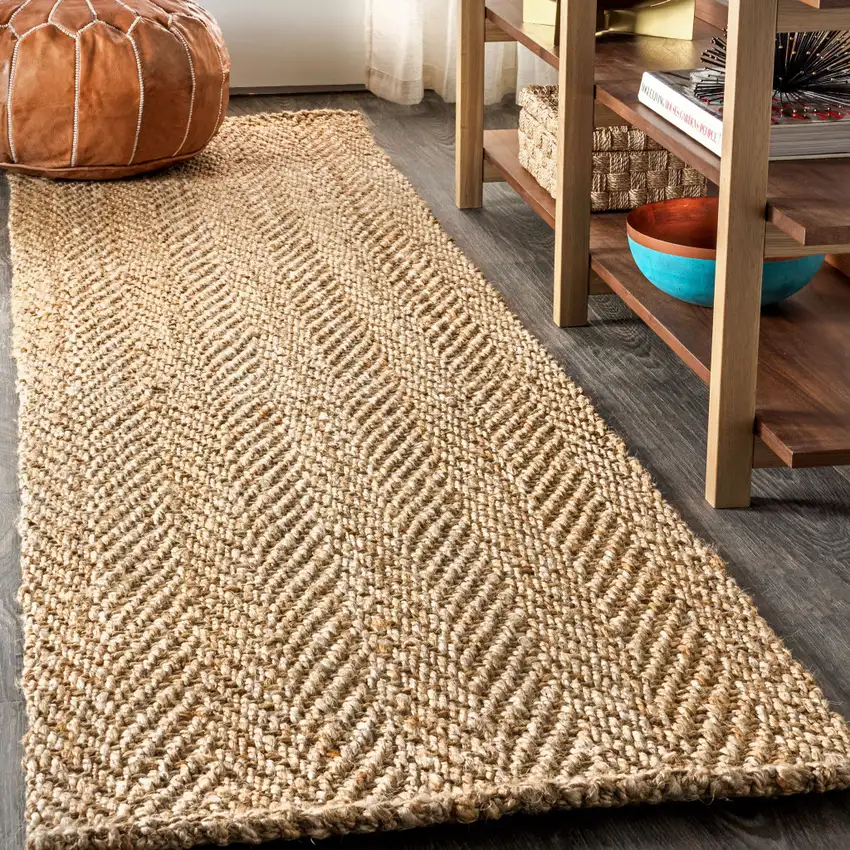 8' Natural Jute Handmade Runner Rug Photo 1