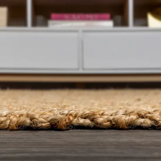 8' Natural Jute Handmade Runner Rug Photo 3