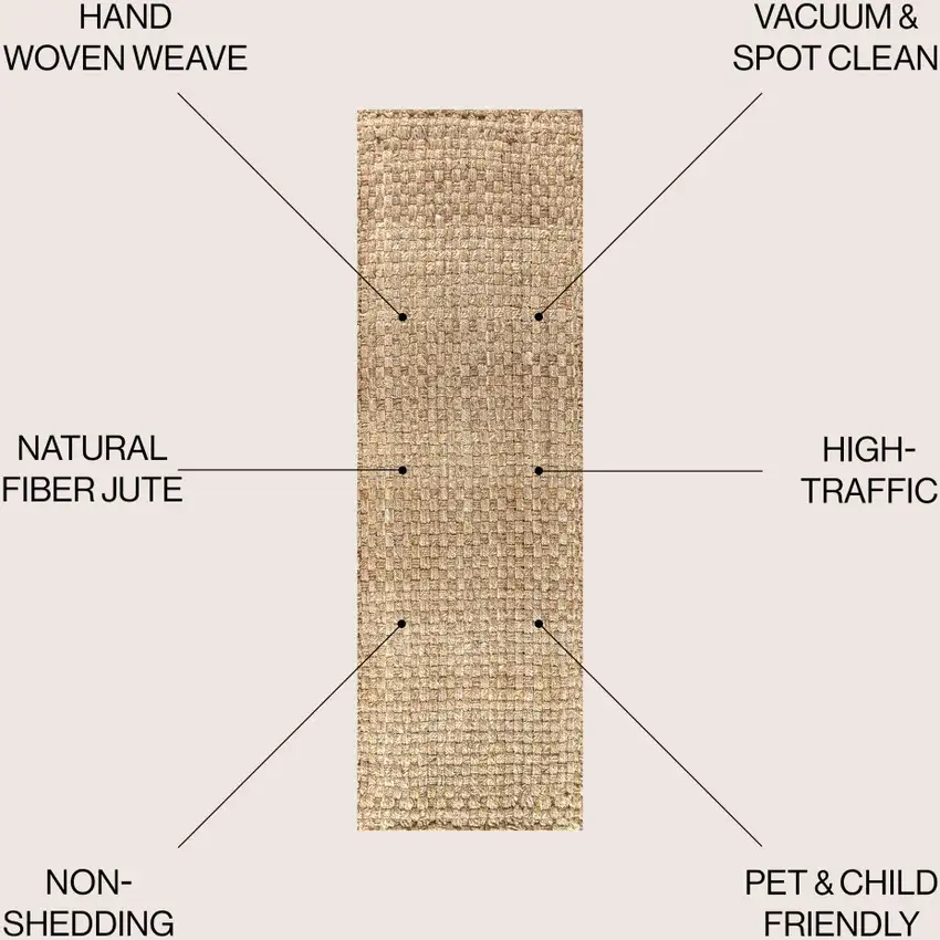 12' Natural Jute Handmade Runner Rug Photo 2