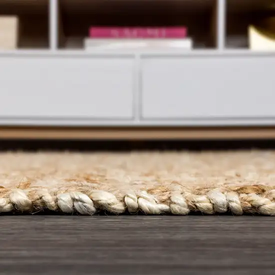 8' Natural Jute Handmade Runner Rug Photo 6