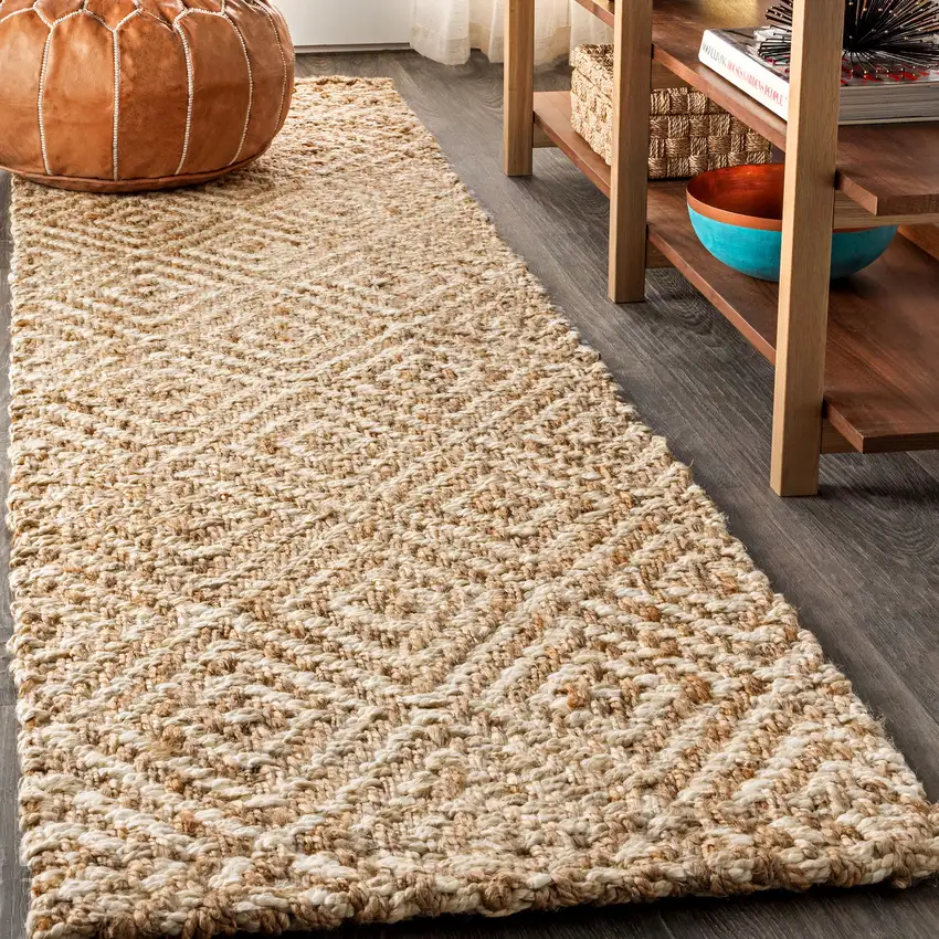8' Natural Jute Handmade Runner Rug Photo 4