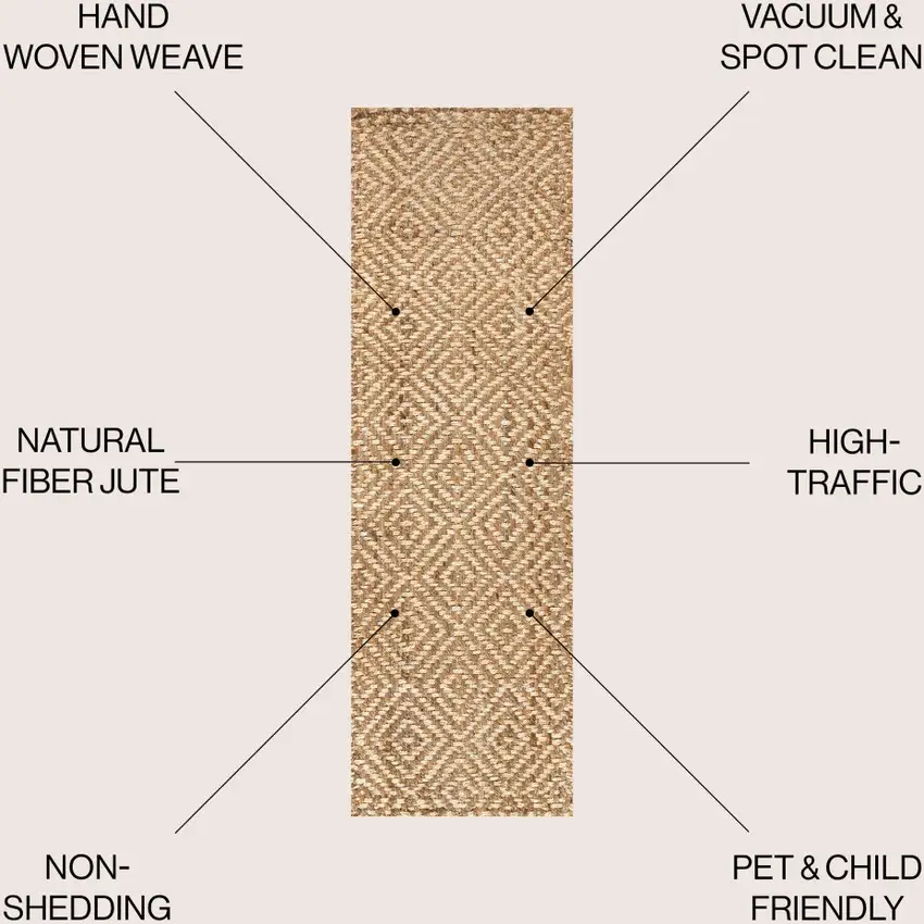 8' Natural Jute Handmade Runner Rug Photo 7