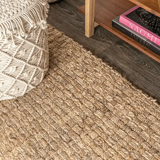 8' Natural Jute Handmade Runner Rug Photo 5