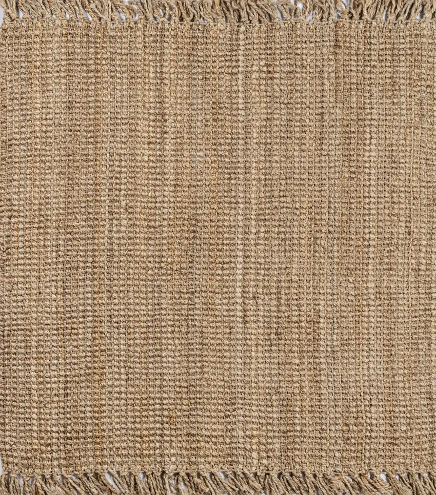5' Natural Jute Handmade Square Rug With Fringe Photo 4