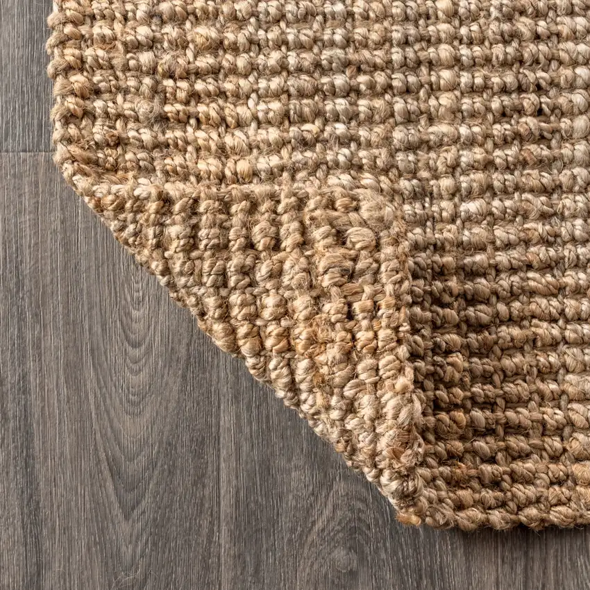 5' Natural Jute Handmade Square Rug Photo 7