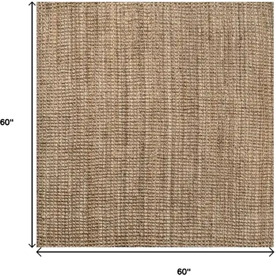 5' Natural Jute Handmade Square Rug Photo 8