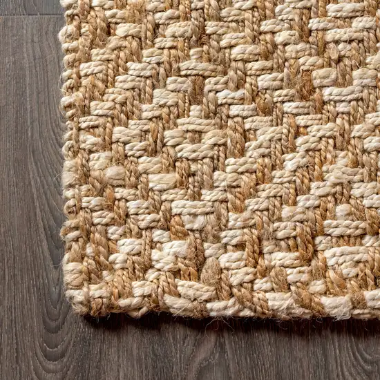 5' Natural Jute Handmade Square Rug Photo 7