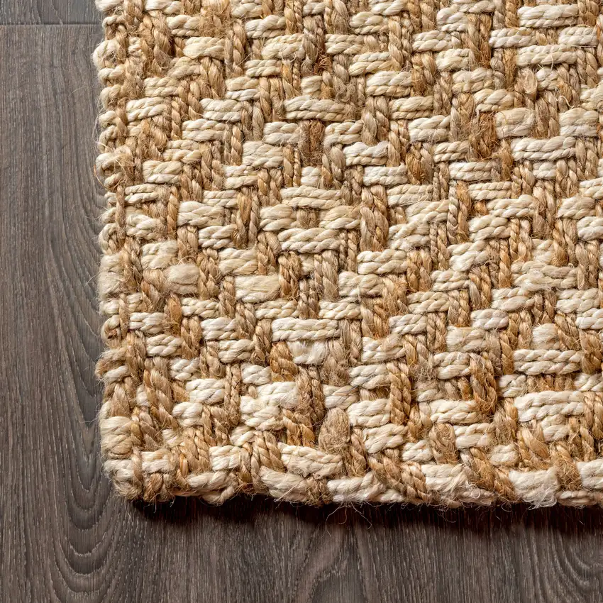 5' Natural Jute Handmade Square Rug Photo 7