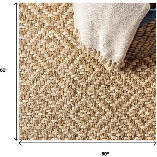 5' Natural Jute Handmade Square Rug Photo 9