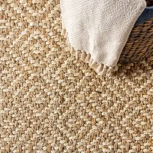 Photo of 5' Natural Jute Handmade Square Rug