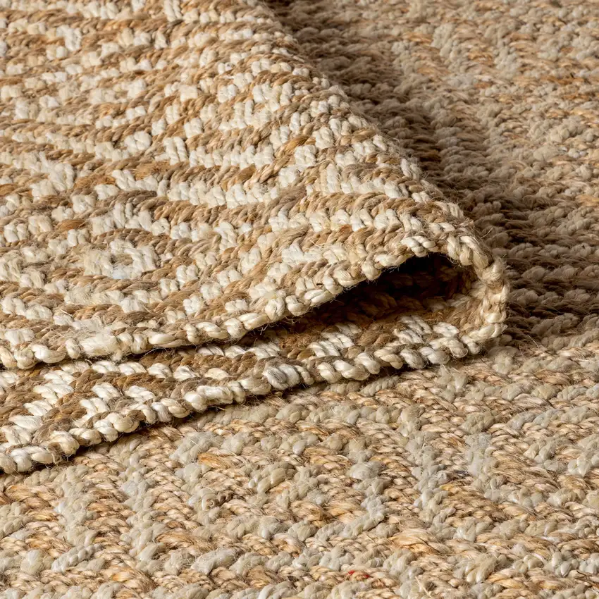 5' Natural Jute Handmade Square Rug Photo 6