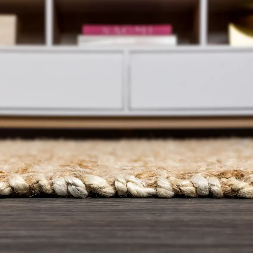 6' Natural Jute Handmade Square Rug Photo 4