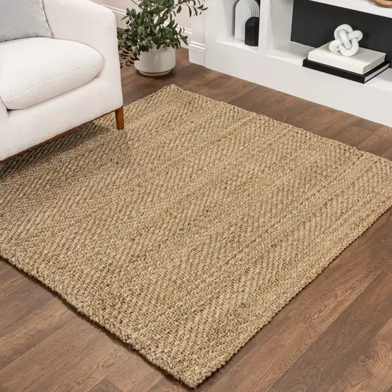 6' Natural Jute Handmade Square Rug Photo 4