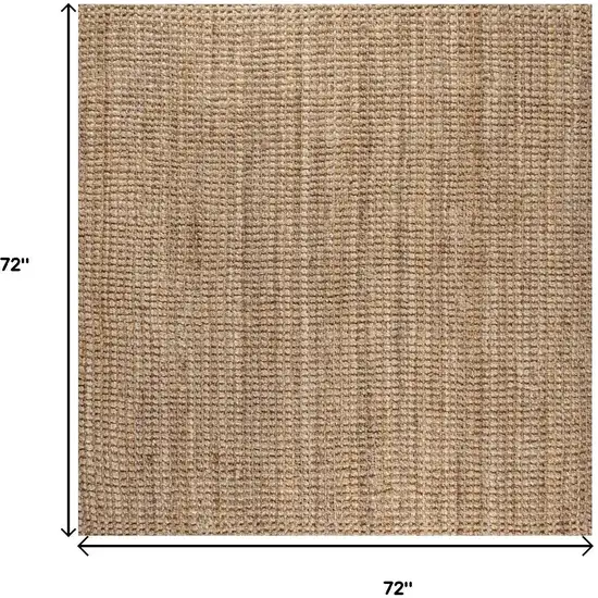 6' Natural Jute Handmade Square Rug Photo 9