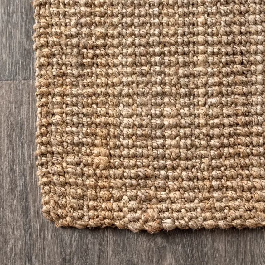 6' Natural Jute Handmade Square Rug Photo 9