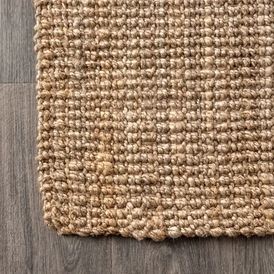 7' Natural Jute Handmade Square Rug Photo 9