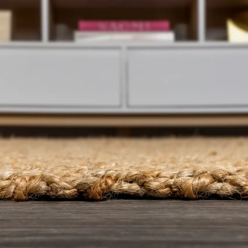 5' Natural Jute Handmade Square Rug Photo 6