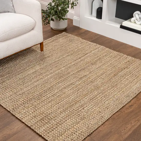 5' Natural Jute Handmade Square Rug Photo 2