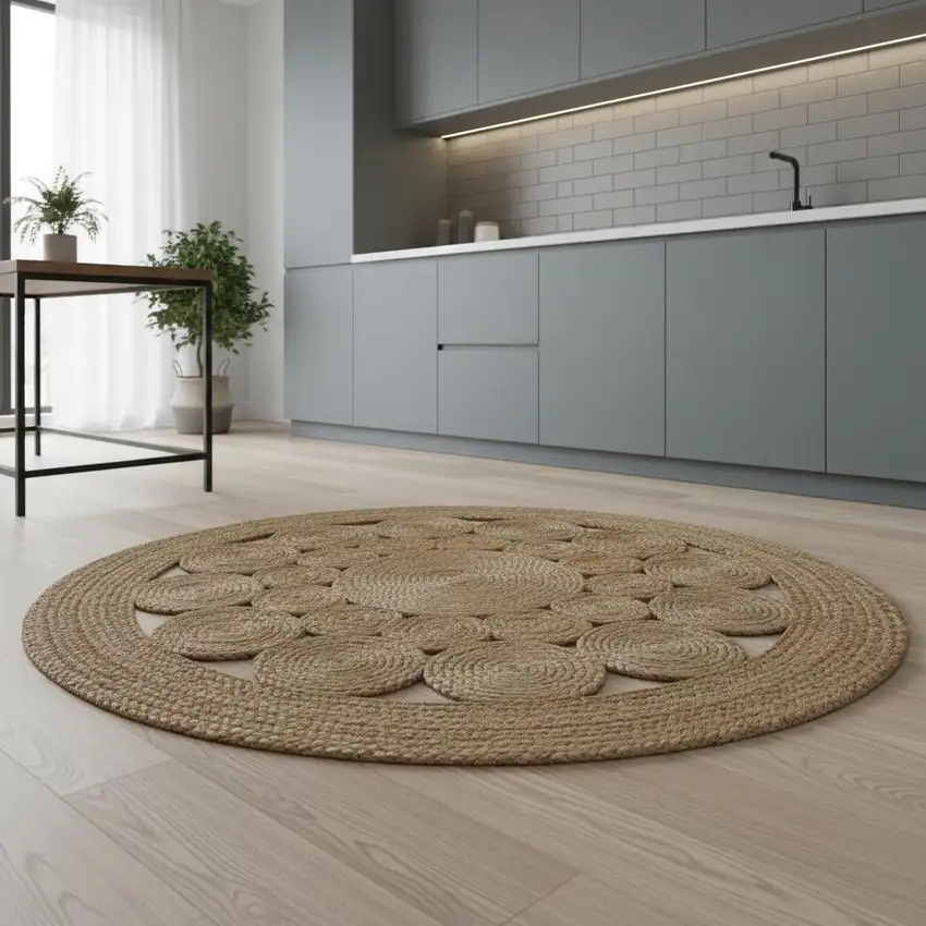 4' Natural Jute Round Rug Photo 2