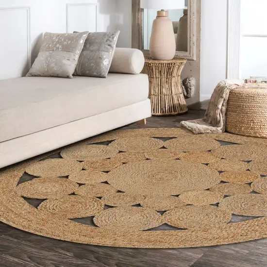 4' Natural Jute Round Rug Photo 6