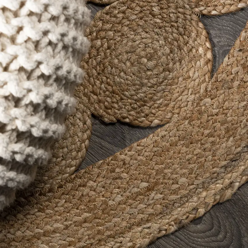 4' Natural Jute Round Rug Photo 9