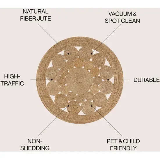 4' Natural Jute Round Rug Photo 7