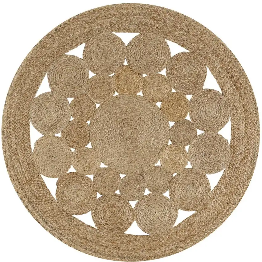 5' Natural Jute Round Rug Photo 4