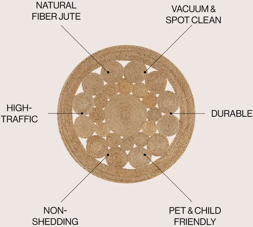 5' Natural Jute Round Rug Photo 7