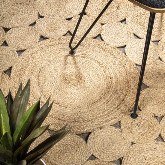 5' Natural Jute Round Rug Photo 8