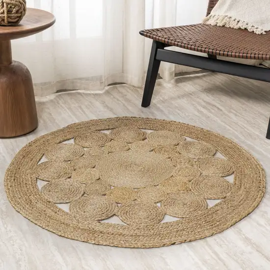 5' Natural Jute Round Rug Photo 5