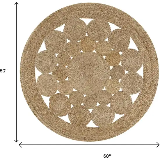 5' Natural Jute Round Rug Photo 8
