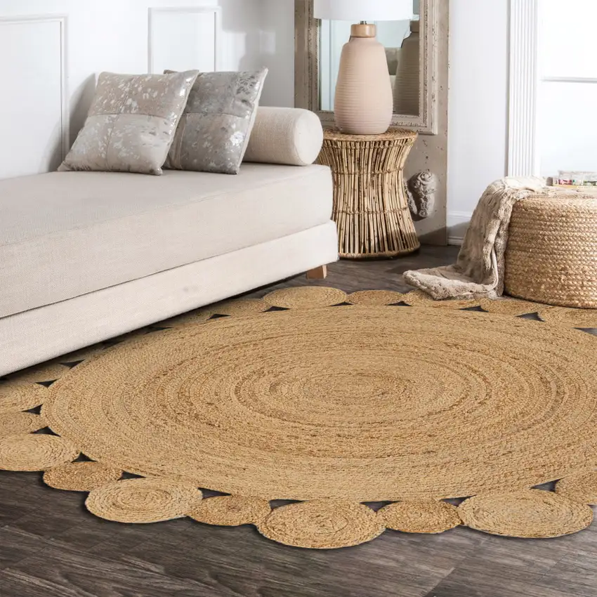 4' Natural Jute Round Rug Photo 6