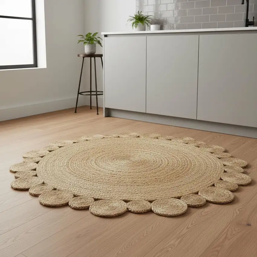 5' Natural Jute Round Rug Photo 2