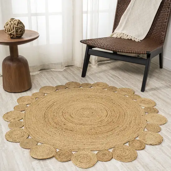 5' Natural Jute Round Rug Photo 5