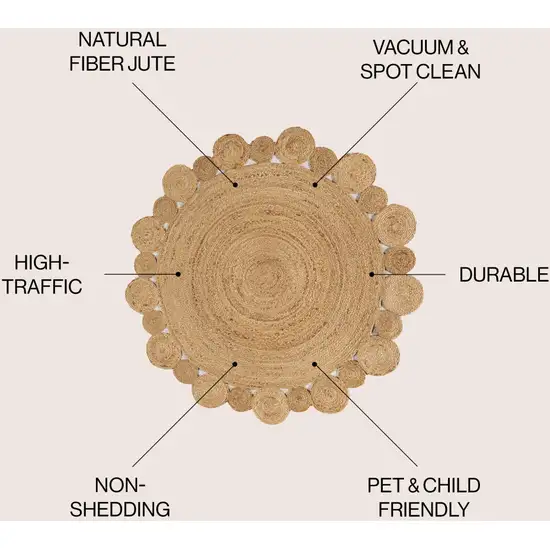 5' Natural Jute Round Rug Photo 7