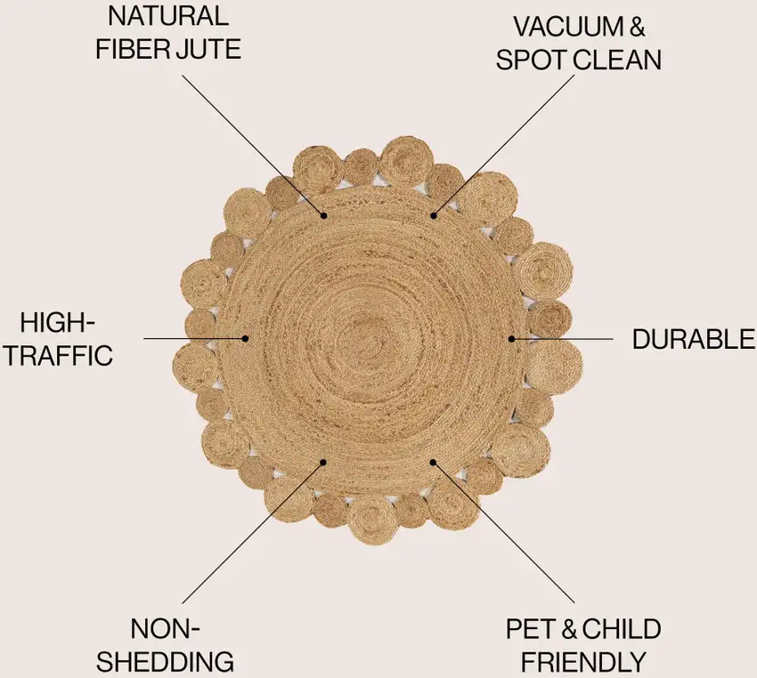 5' Natural Jute Round Rug Photo 7