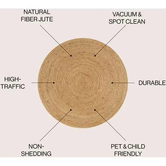 4' Natural Jute Round Rug Photo 7