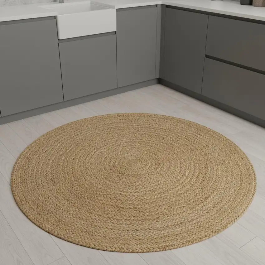4' Natural Jute Round Rug Photo 2