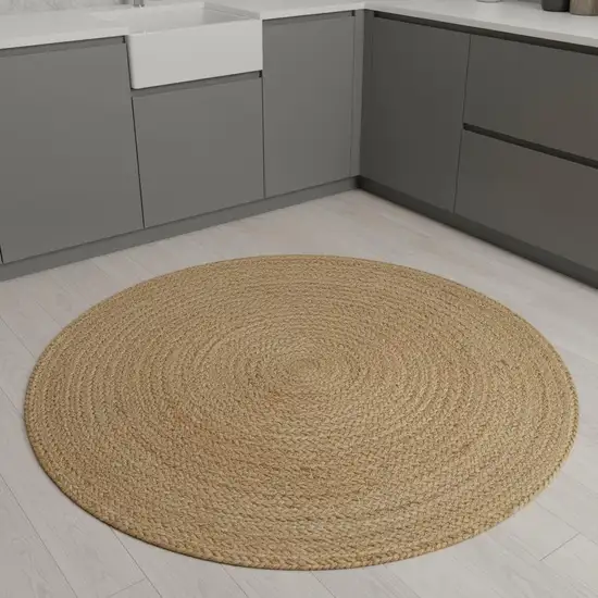 4' Natural Jute Round Rug Photo 2