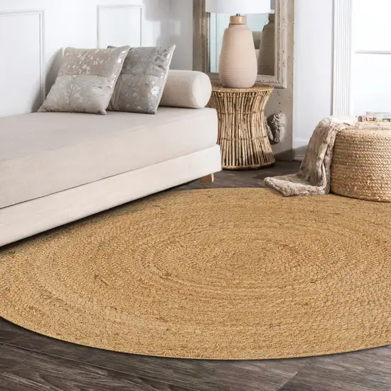 4' Natural Jute Round Rug Photo 6