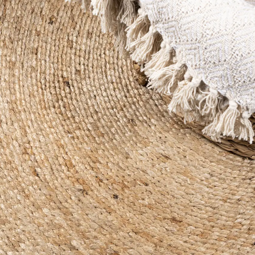 4' Natural Jute Round Rug Photo 9