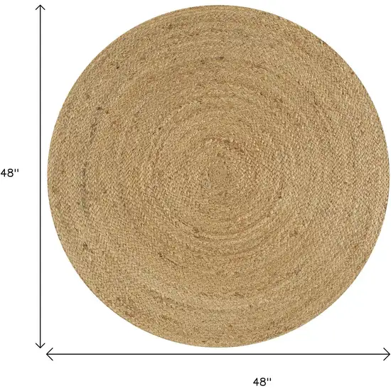 4' Natural Jute Round Rug Photo 8