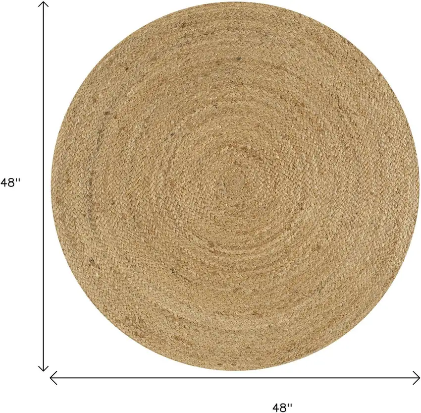 4' Natural Jute Round Rug Photo 8
