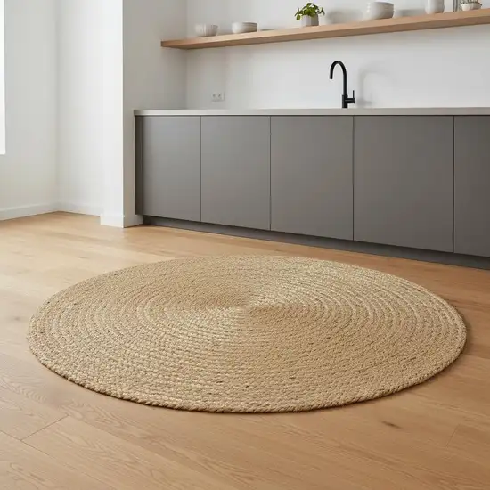 5' Natural Jute Round Rug Photo 2